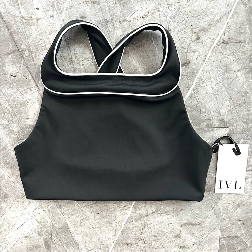 IVL Collective — Square High Neck Bra – Hydralux Jet Black – Size 4 (NWT)